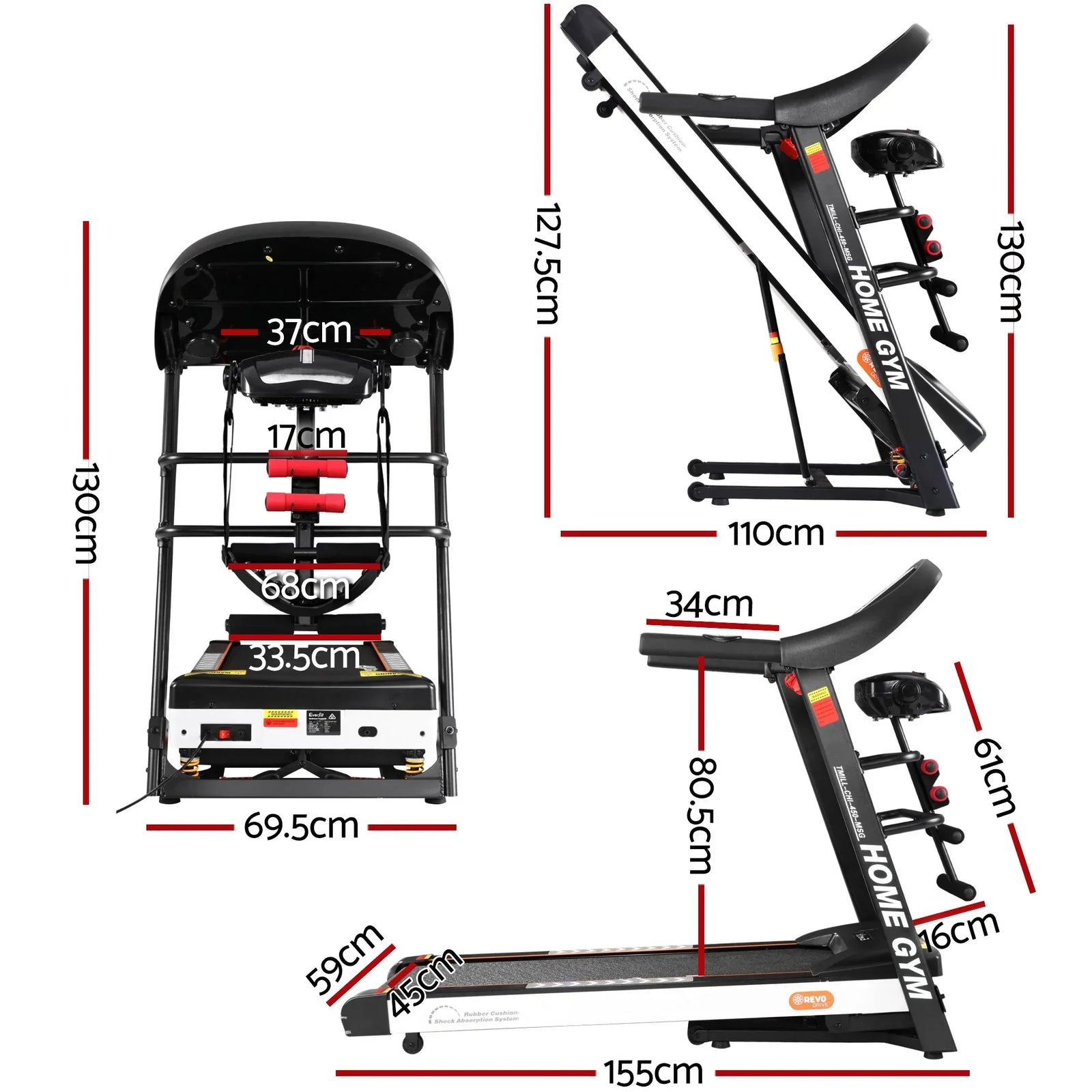 Everfit Folding Electric Treadmill 3.5HP Incline Home Gym 18km/h