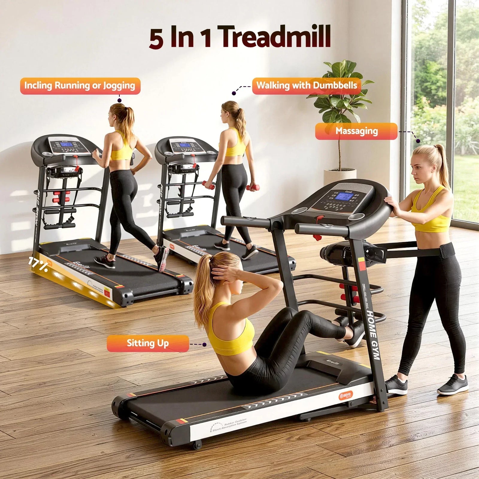 Everfit Folding Electric Treadmill 3.5HP Incline Home Gym 18km/h