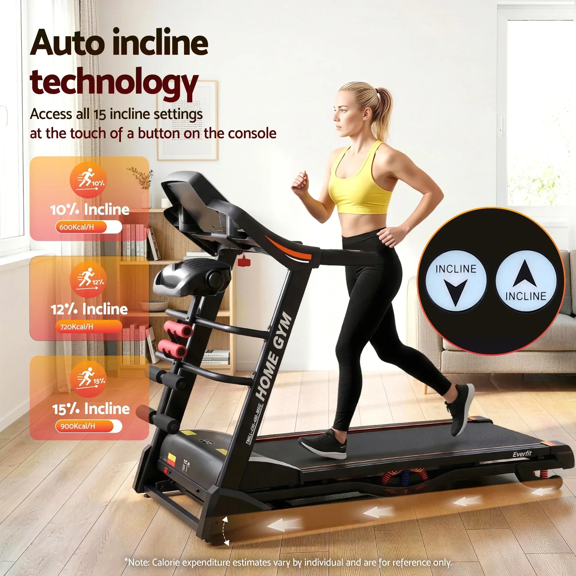 Everfit Folding Electric Treadmill 3.5HP Home Gym Incline 18km/h Black