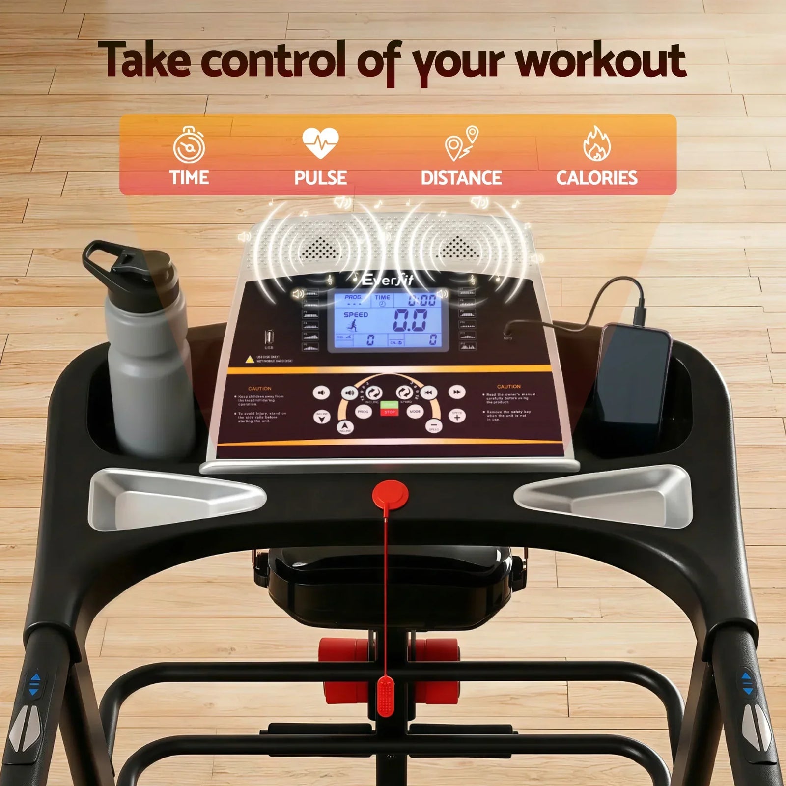 Everfit Folding Electric Treadmill 3.5HP Home Gym Incline 18km/h Black