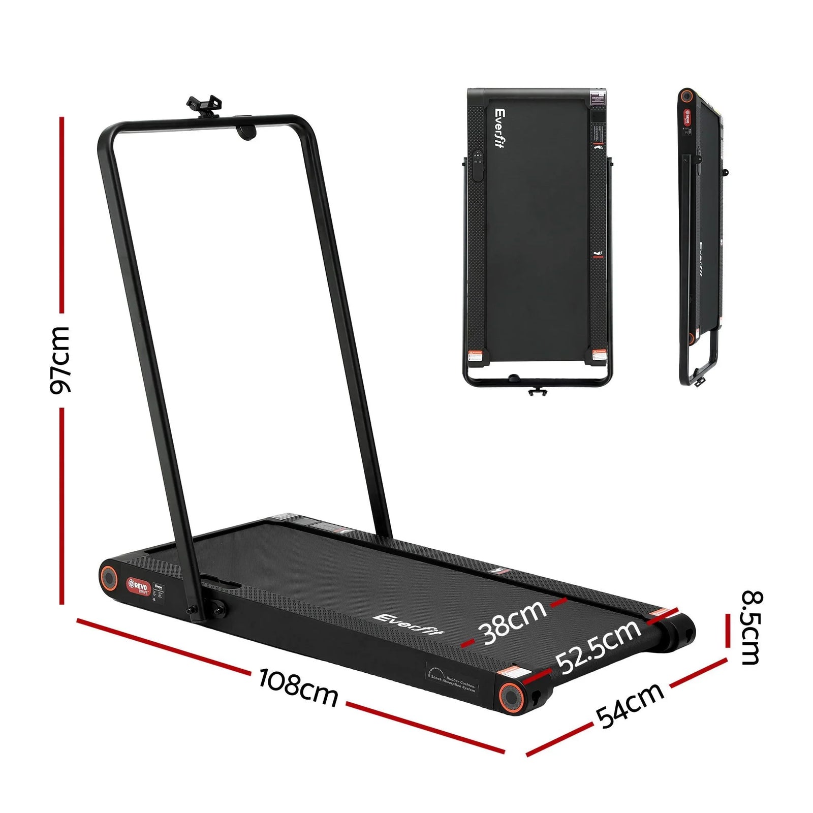 4 in 1 Vibration Walking Pad Treadmill Under Desk Treadmills for Home Gym with App Control 380mm Black