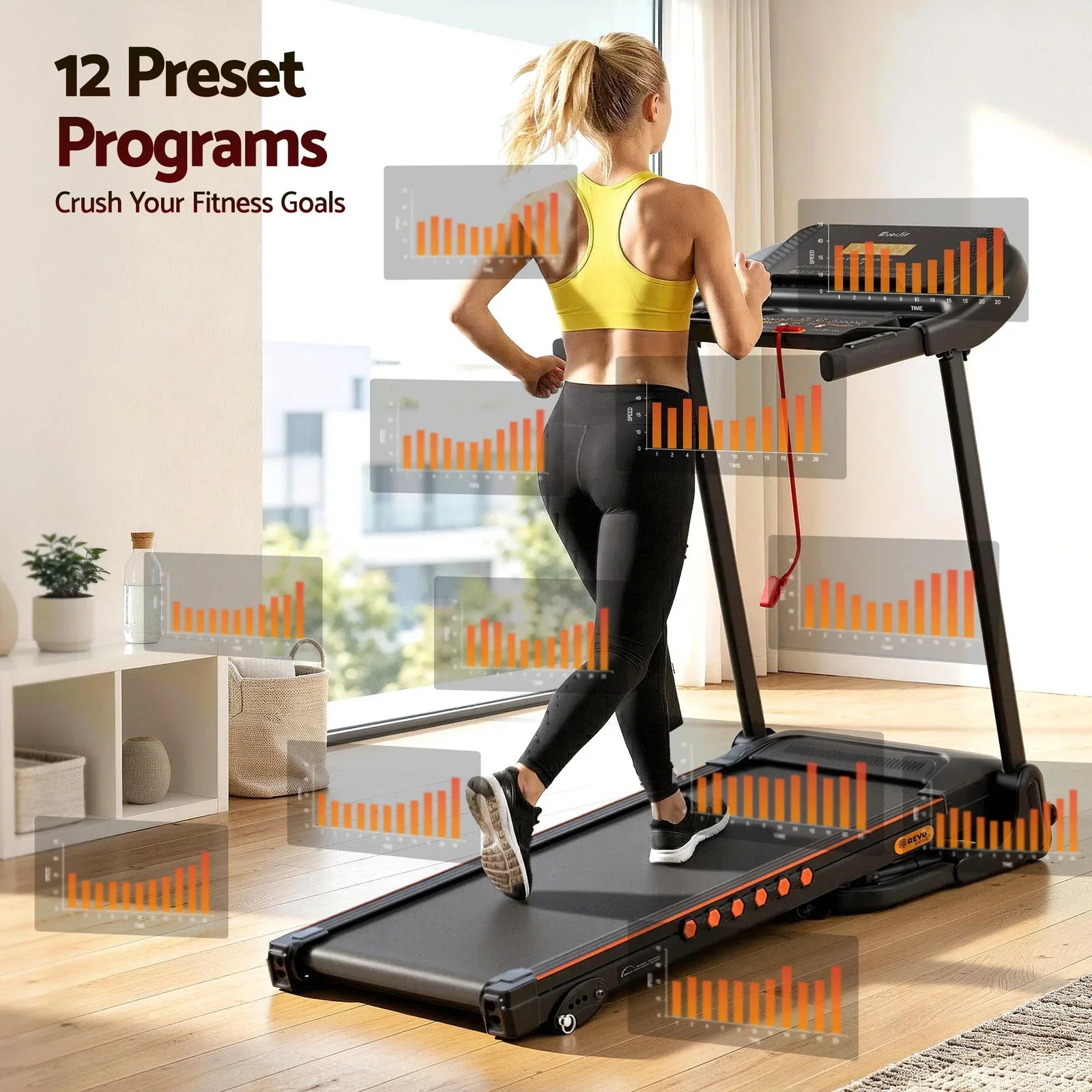 Treadmill Electric Home Gym Fitness Exercise Equipment Incline 390mm