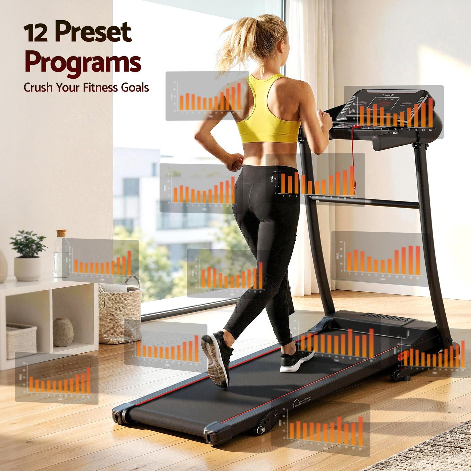 Treadmill Electric Home Gym Fitness Exercise Machine Incline 400mm