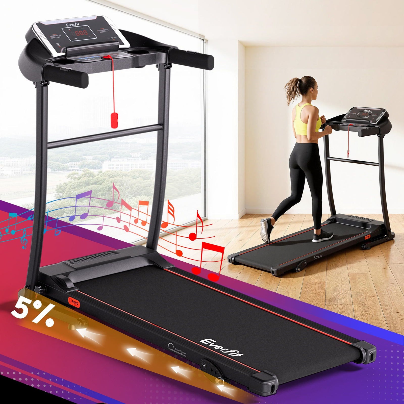 Treadmill Electric Home Gym Fitness Exercise Machine Incline 400mm