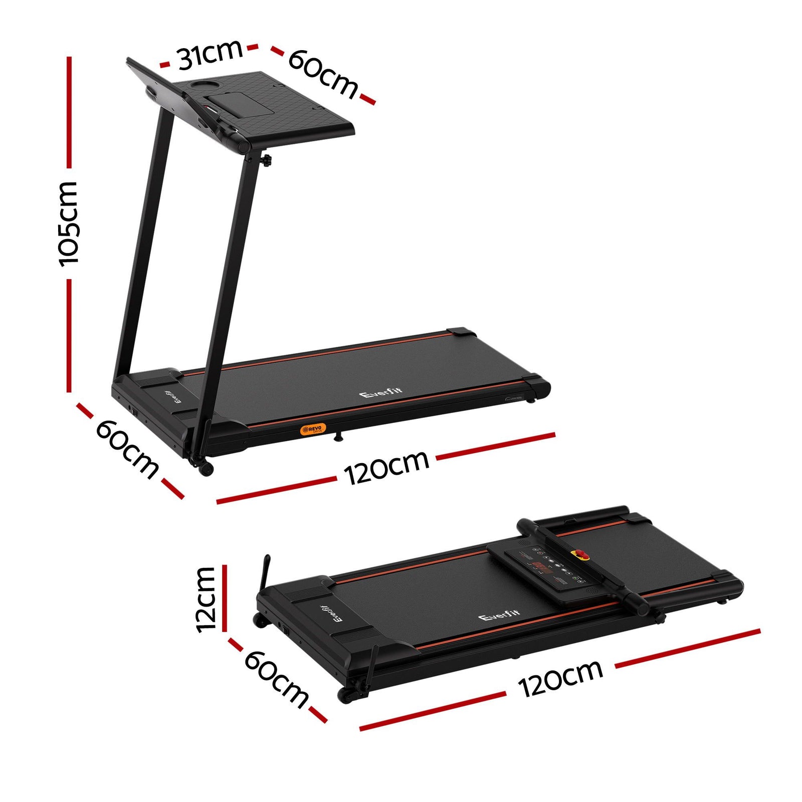 Treadmill Electric Walking Pad Foldable Incline for Home Office Gym Black
