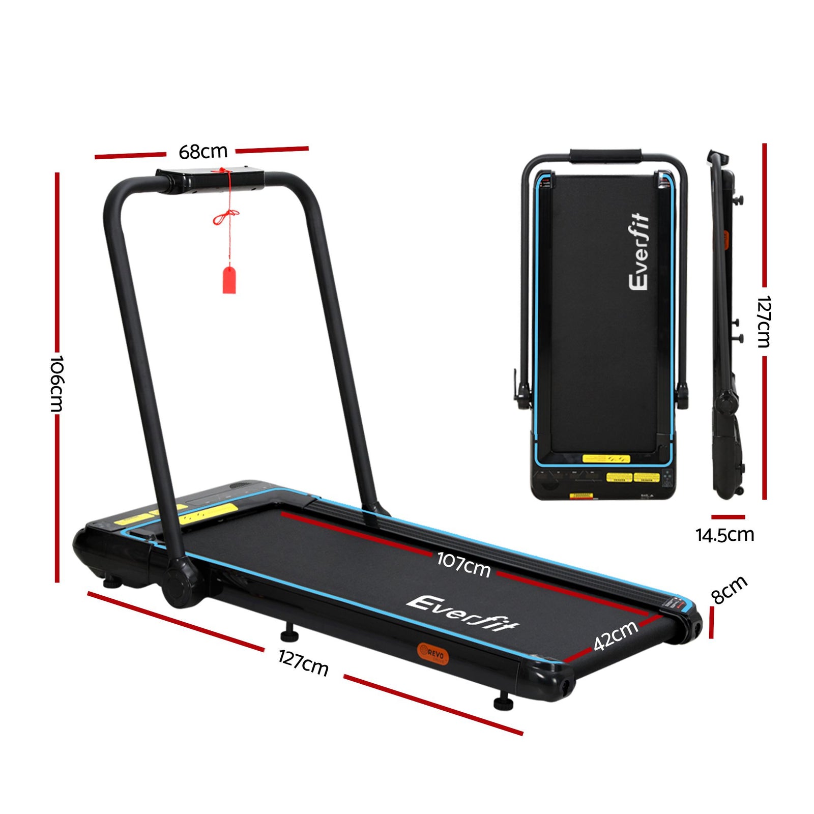 Treadmill Electric Walking Pad Under Desk Home Gym Fitness 420mm Remote