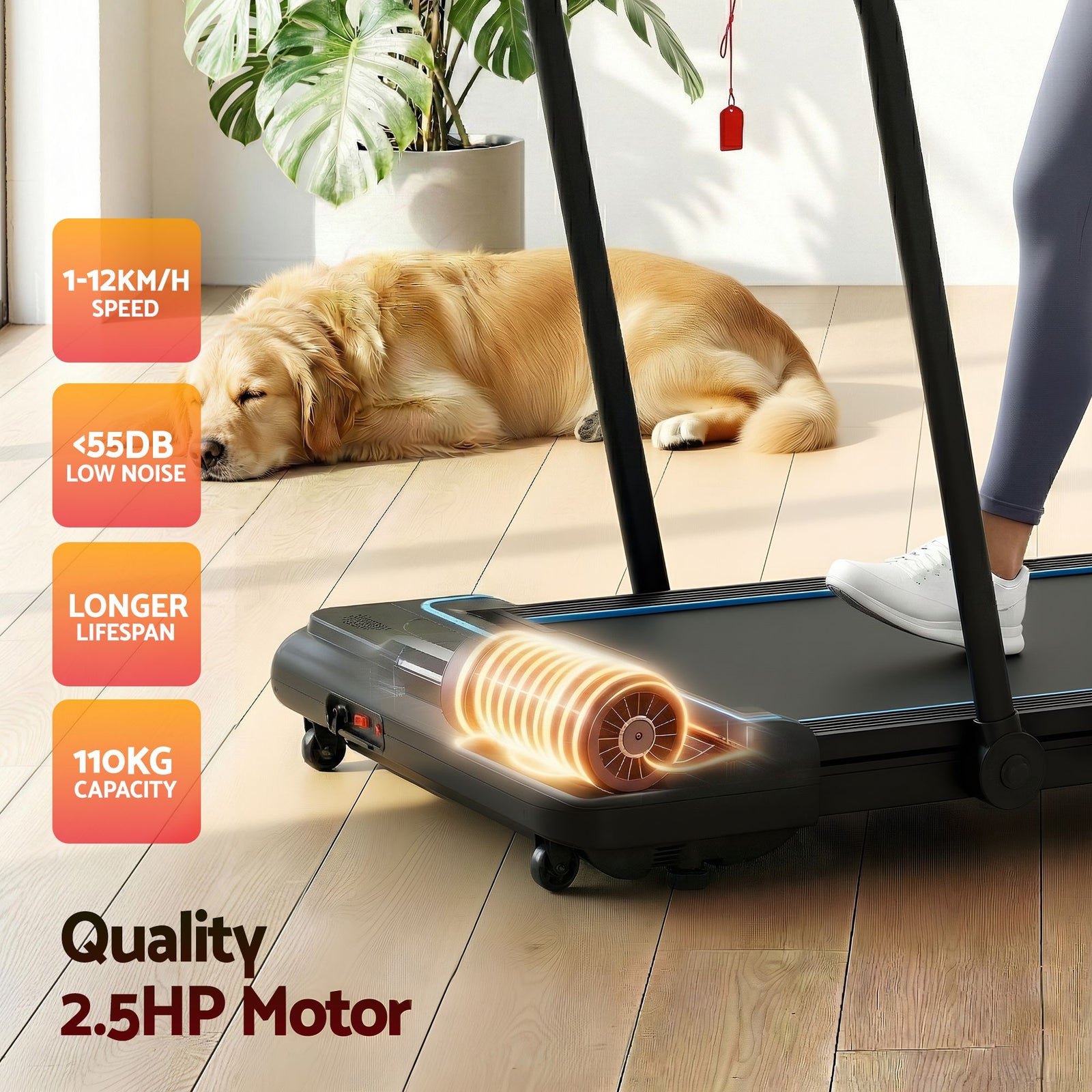 Treadmill Electric Walking Pad Under Desk Home Gym Fitness 420mm Remote