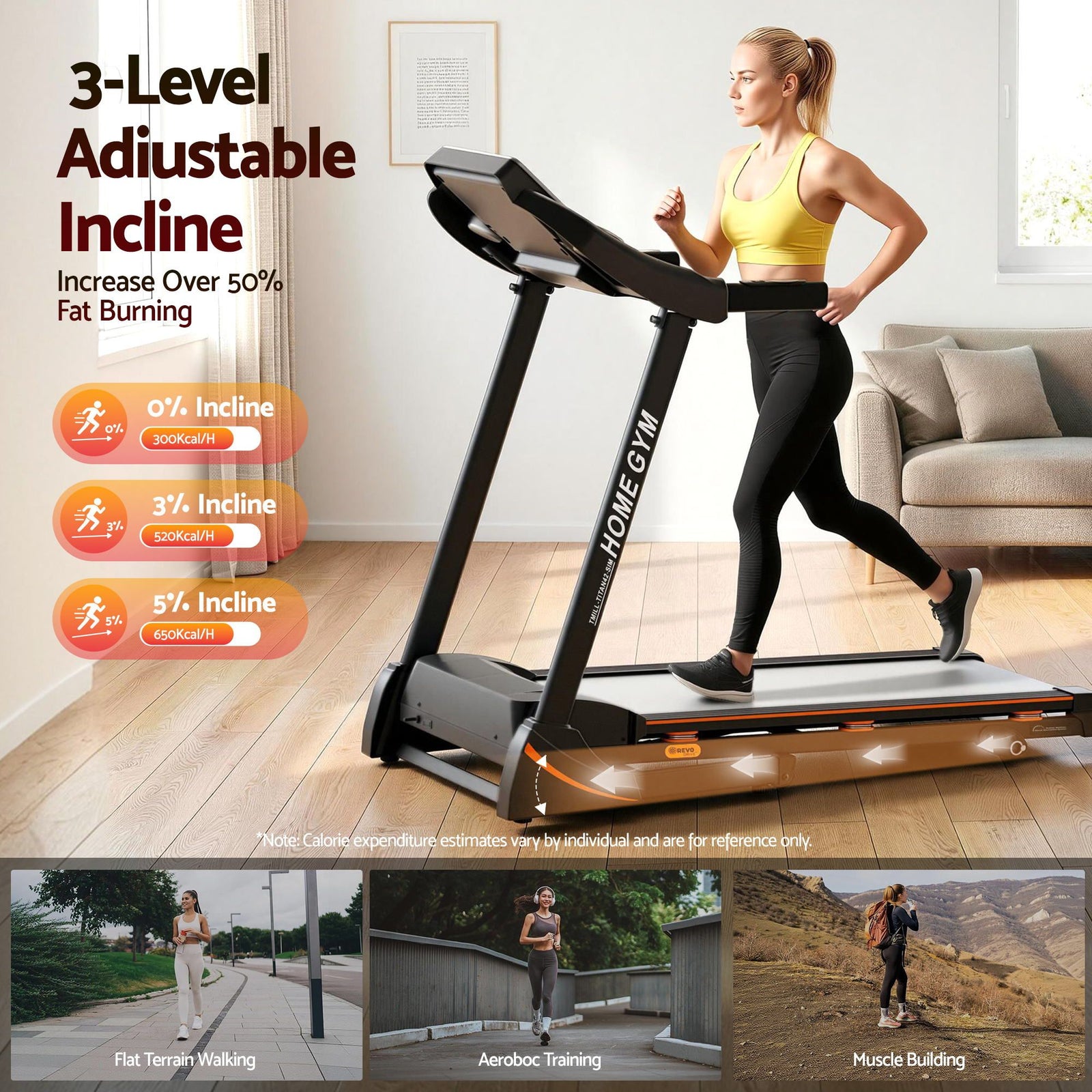Treadmill Electric Home Gym Fitness Exercise Machine Hydraulic 420mm