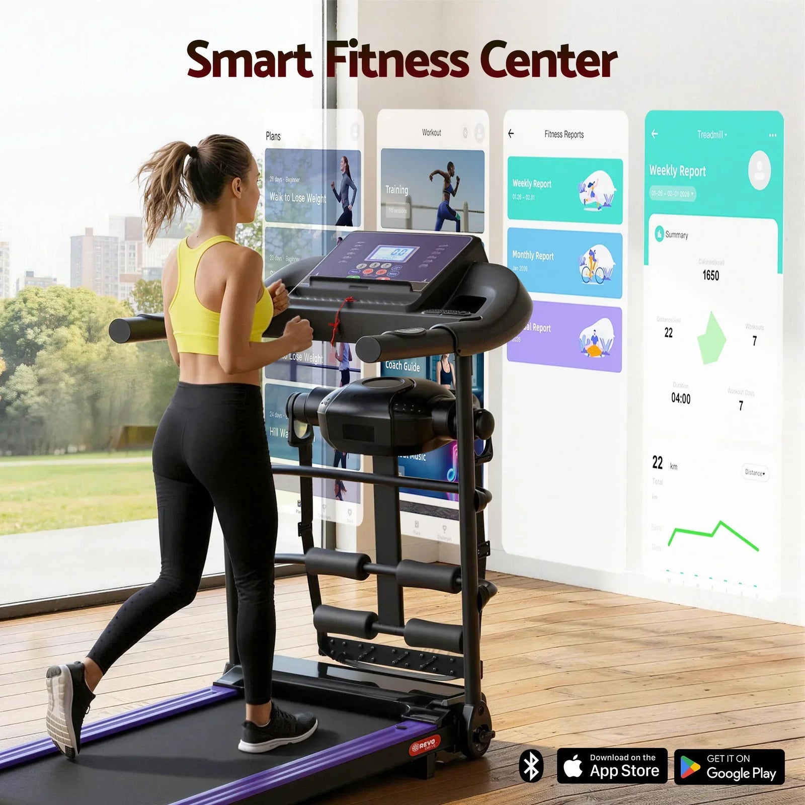 Treadmill Electric Home Gym Fitness Exercise Machine w/ Massager 400mm