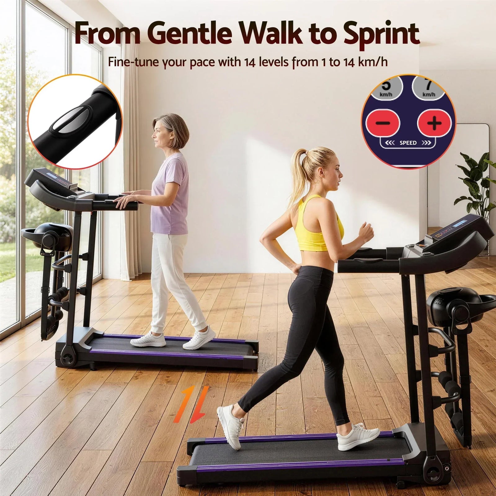 Treadmill Electric Home Gym Fitness Exercise Machine w/ Massager 400mm