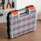 Double‑Sided Hardware Organizer – 34 Compartments, 4‑Latch Lock, Black/Orange