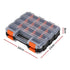 Double‑Sided Hardware Organizer – 34 Compartments, 4‑Latch Lock, Black/Orange