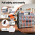 Double‑Sided Hardware Organizer – 34 Compartments, 4‑Latch Lock, Black/Orange