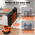 Double‑Sided Hardware Organizer – 34 Compartments, 4‑Latch Lock, Black/Orange