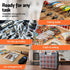 Double‑Sided Hardware Organizer – 34 Compartments, 4‑Latch Lock, Black/Orange