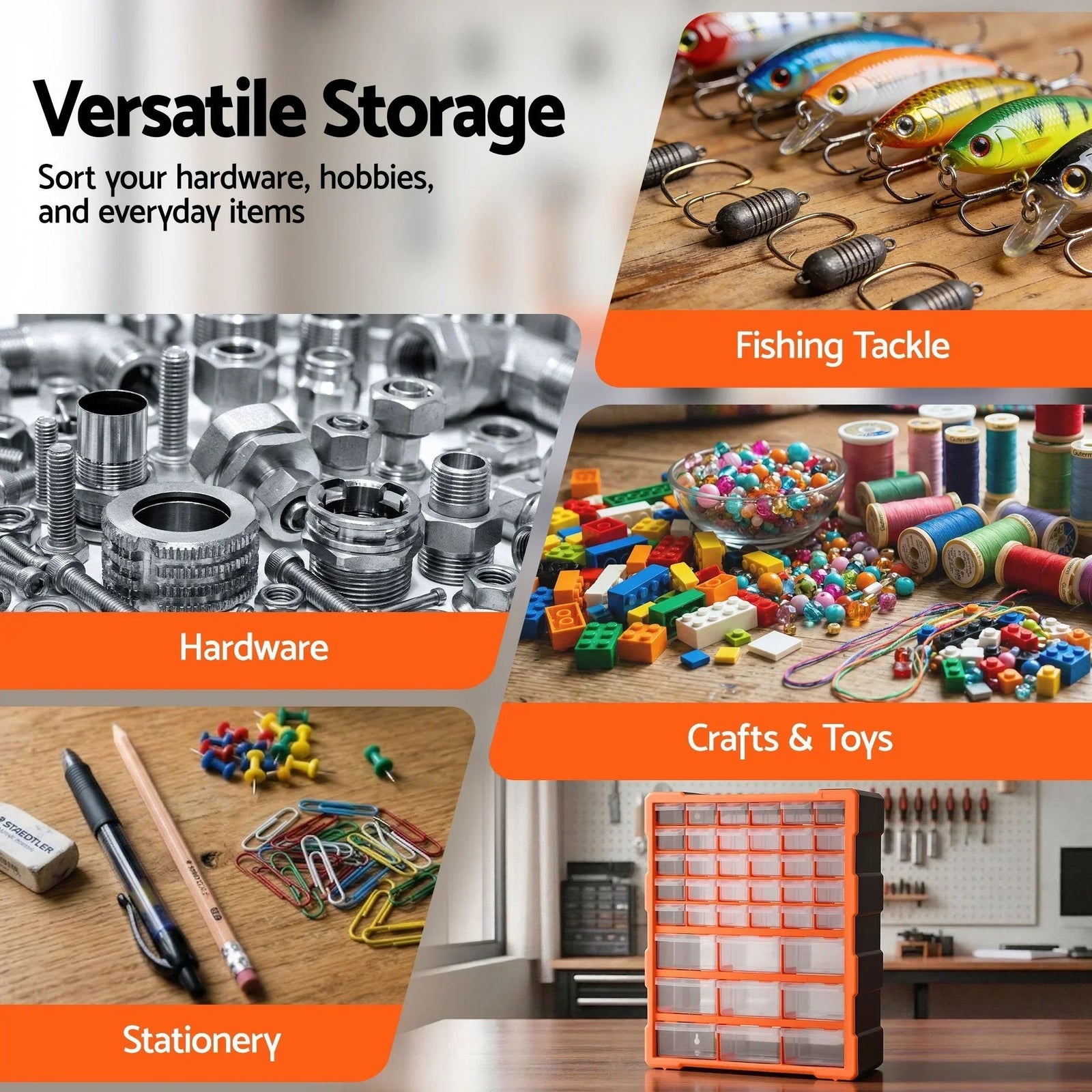 39‑Drawer Storage Cabinet – Small Parts Organizer, Wall‑Mountable, Black