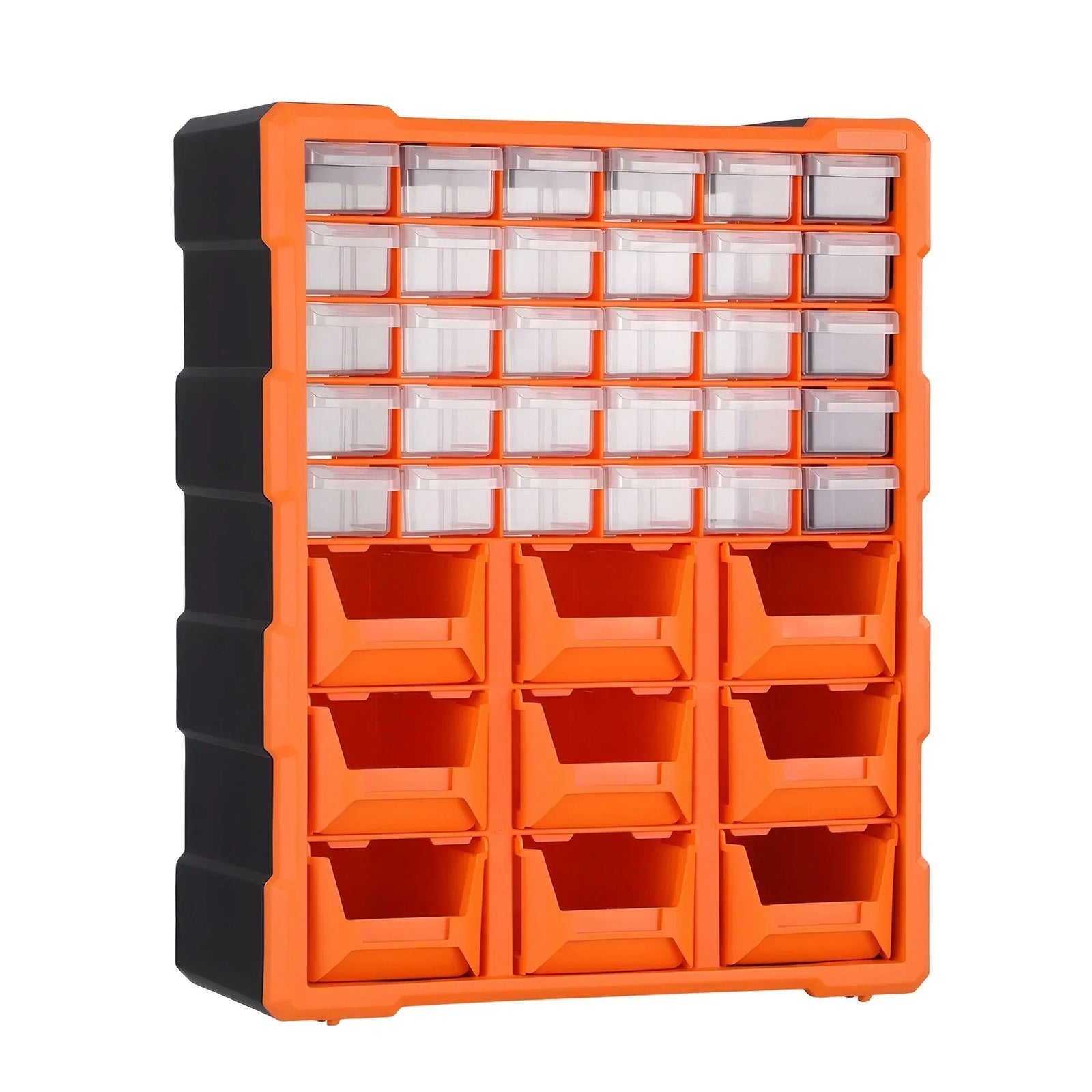 39‑Drawer Tool Organizer – Hardware Storage Cabinet Anti‑Drop Clear/Orange