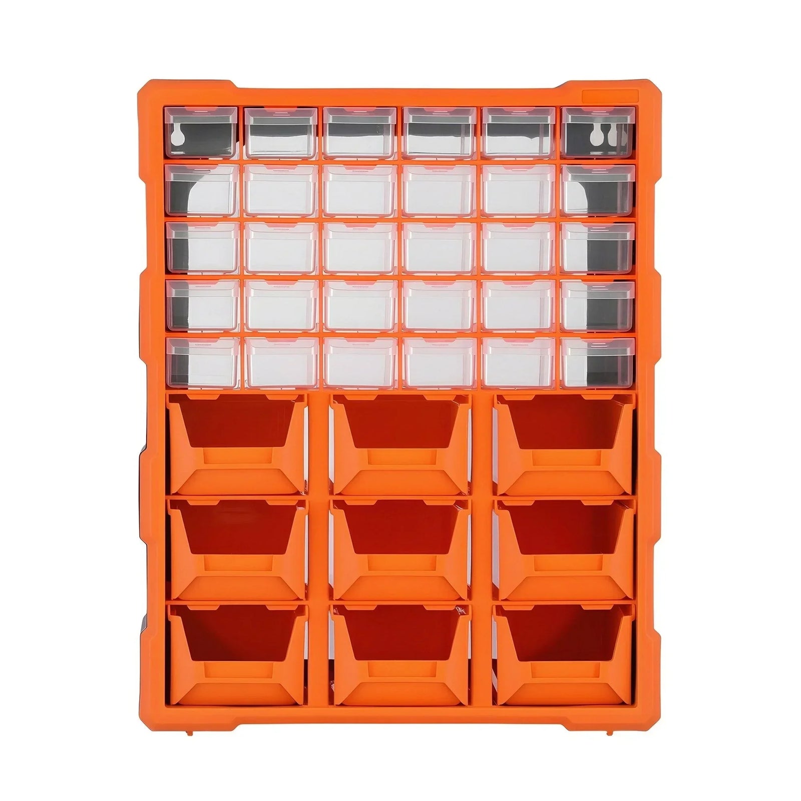 39‑Drawer Tool Organizer – Hardware Storage Cabinet Anti‑Drop Clear/Orange