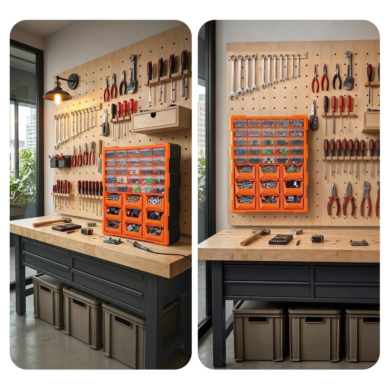 39‑Drawer Tool Organizer – Hardware Storage Cabinet Anti‑Drop Clear/Orange