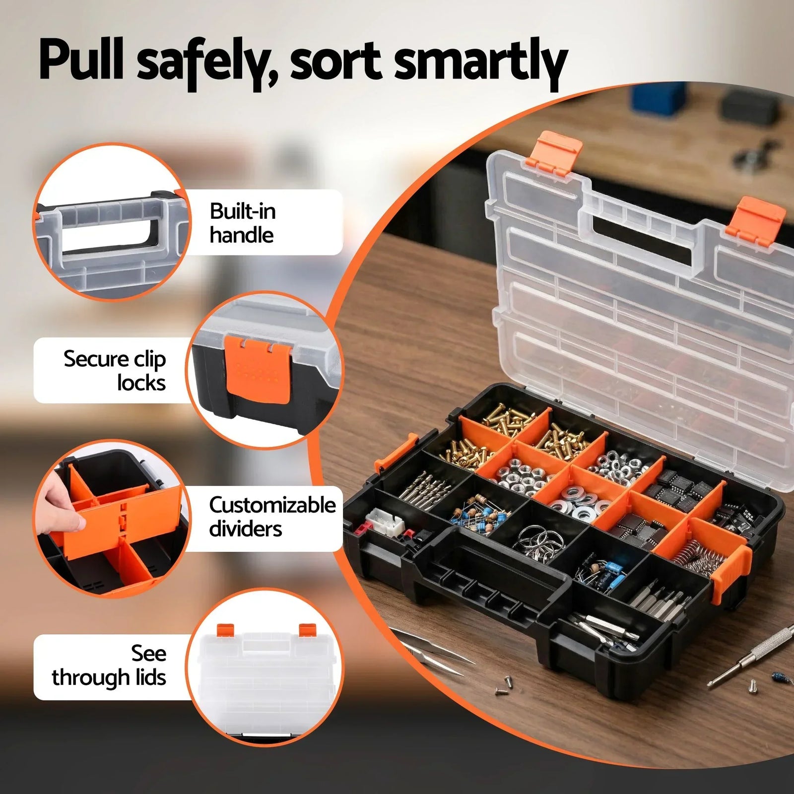 3 Pack Tool Box Organizer with Hardware Storage Box for Small Parts