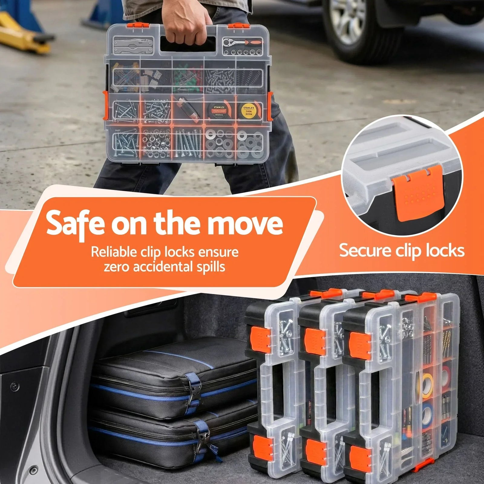 3 Pack Tool Box Organizer with Hardware Storage Box for Small Parts