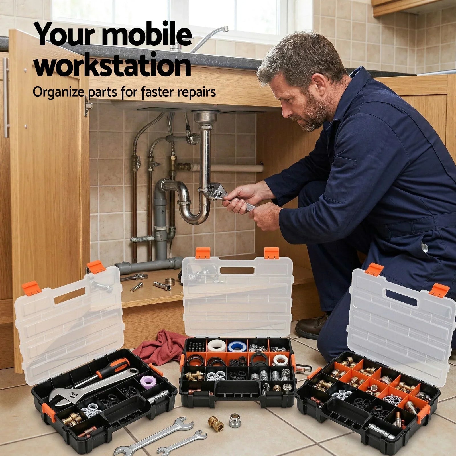 3 Pack Tool Box Organizer with Hardware Storage Box for Small Parts