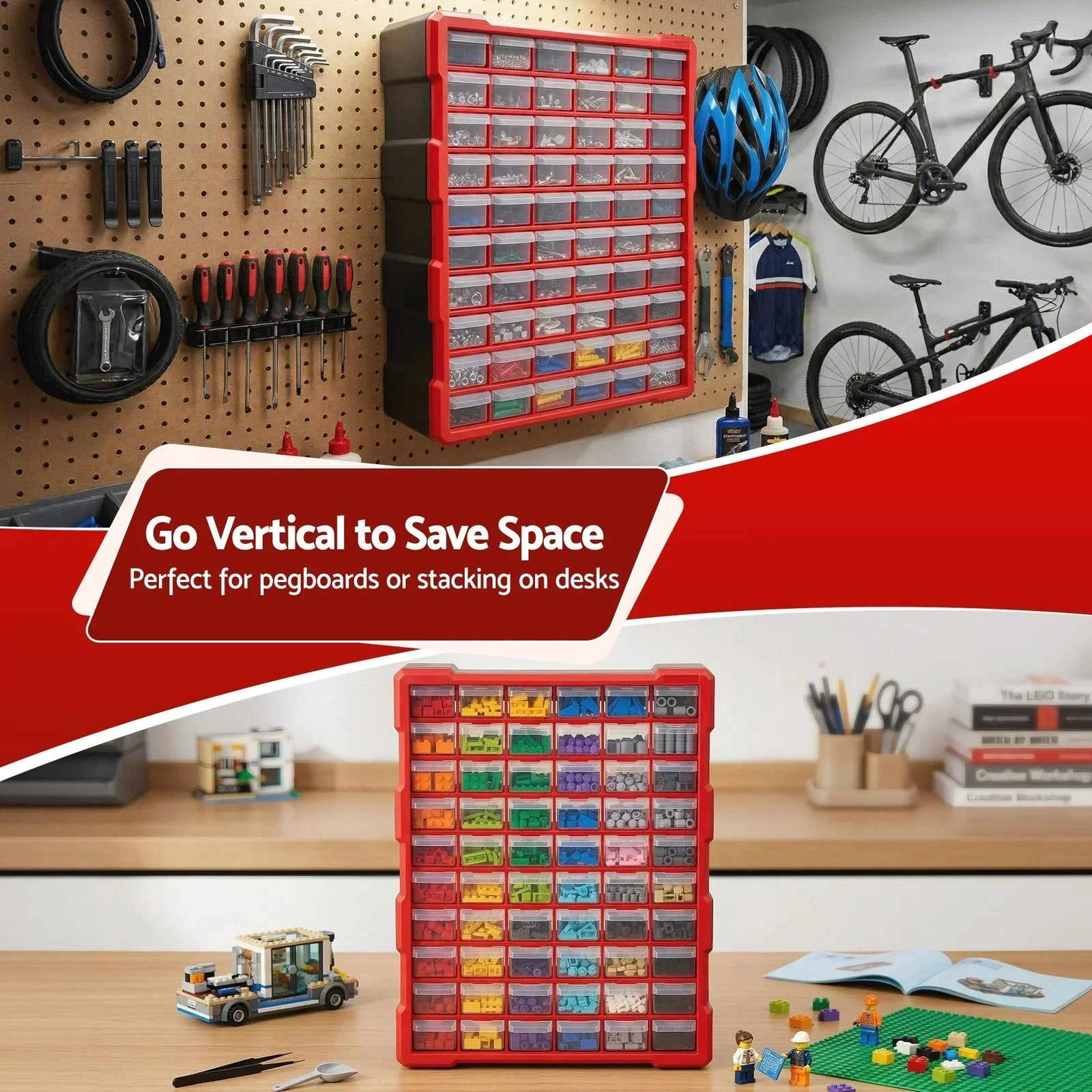 60-Drawer Tool Storage Cabinet, Anti-Drop Hardware Organizer Storage Box