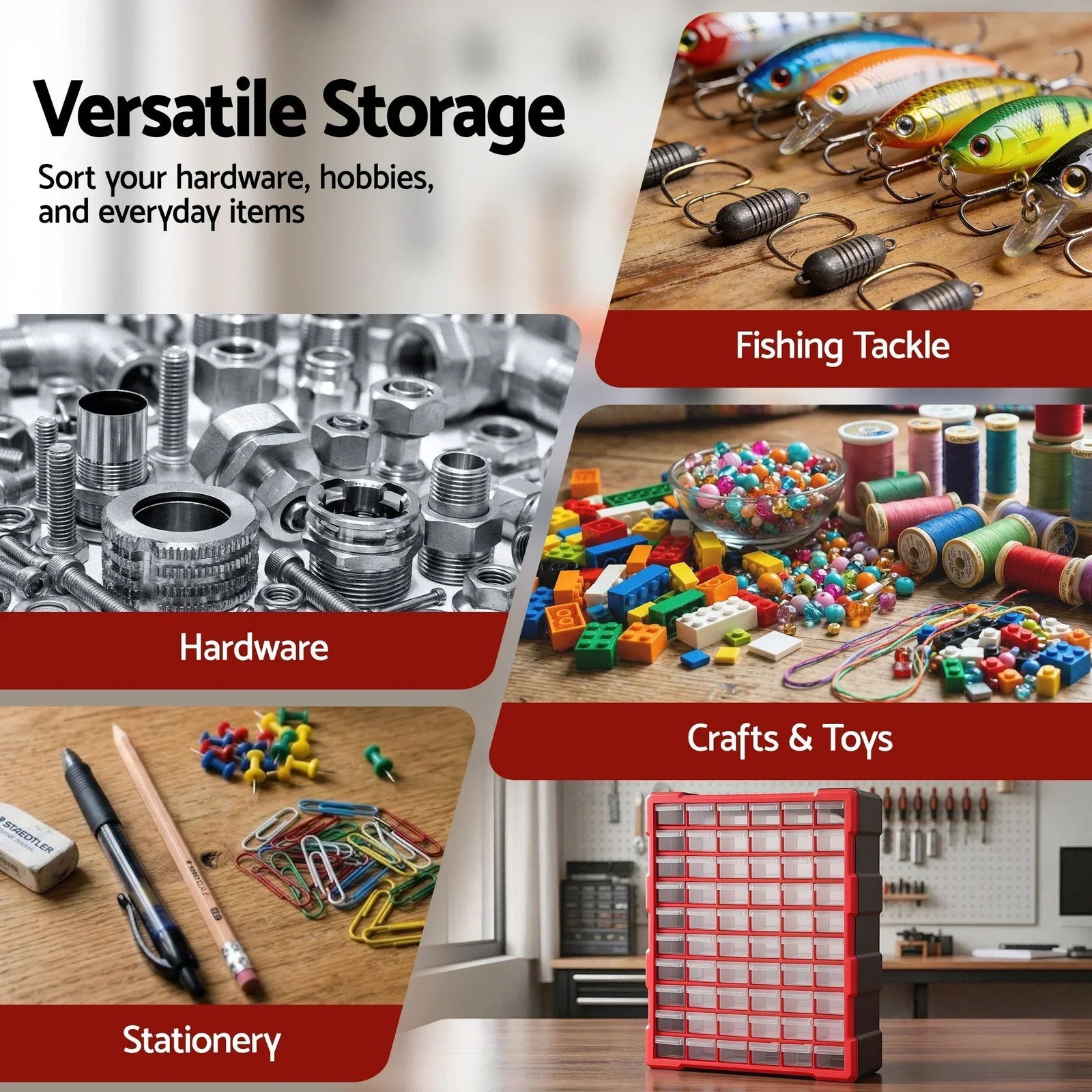 60-Drawer Tool Storage Cabinet, Anti-Drop Hardware Organizer Storage Box