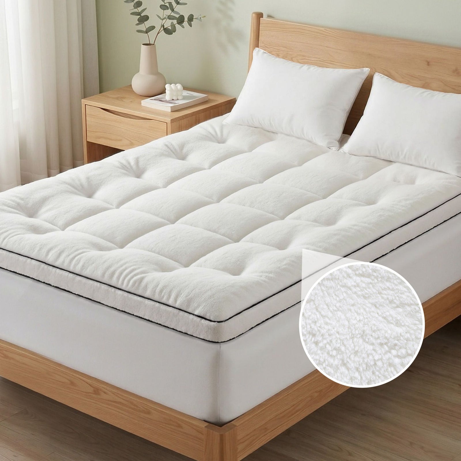 5cm Pillow Top Mattress Topper Coral Fleece Winter Warm Double Bed
