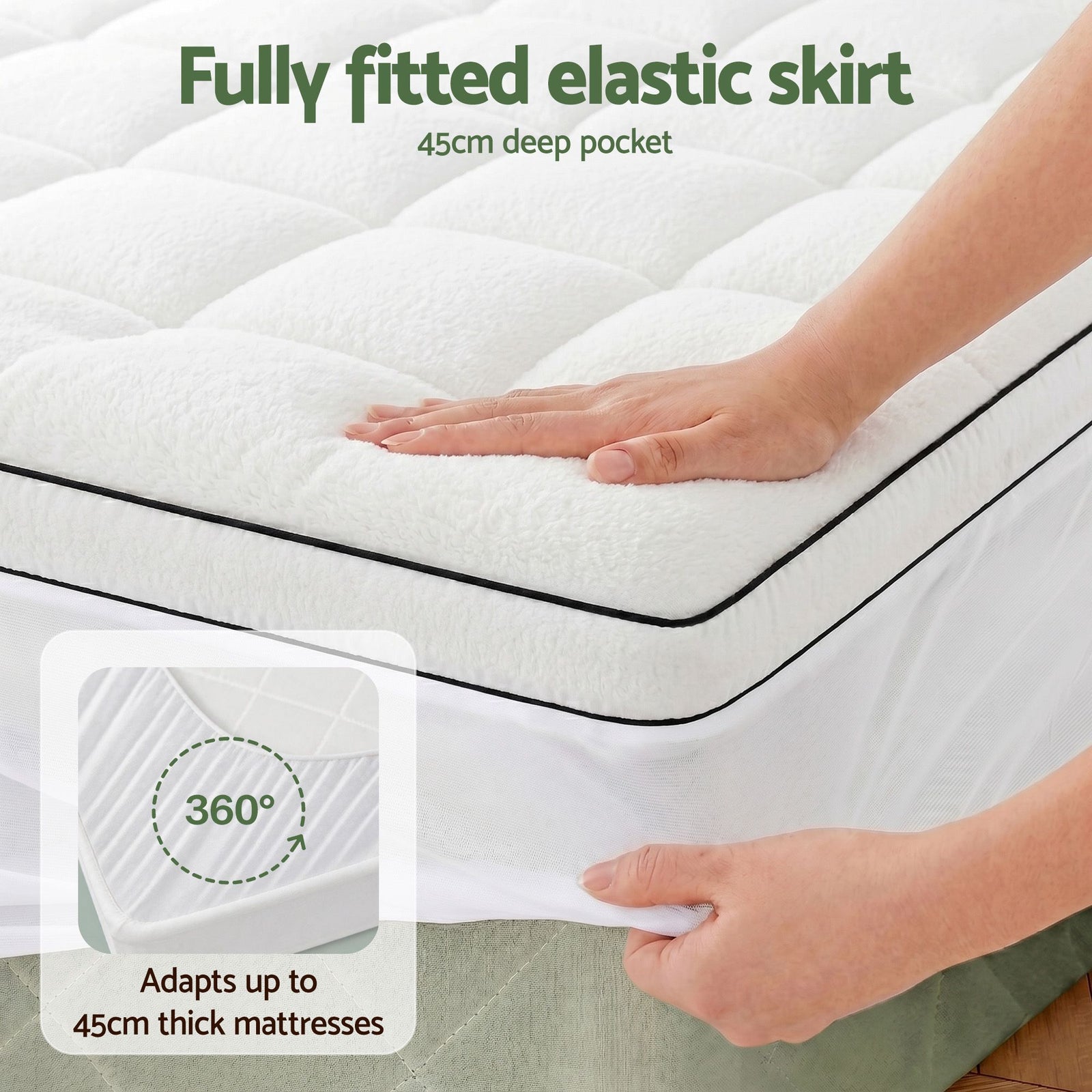 5cm Pillow Top Mattress Topper Coral Fleece Winter Warm Double Bed