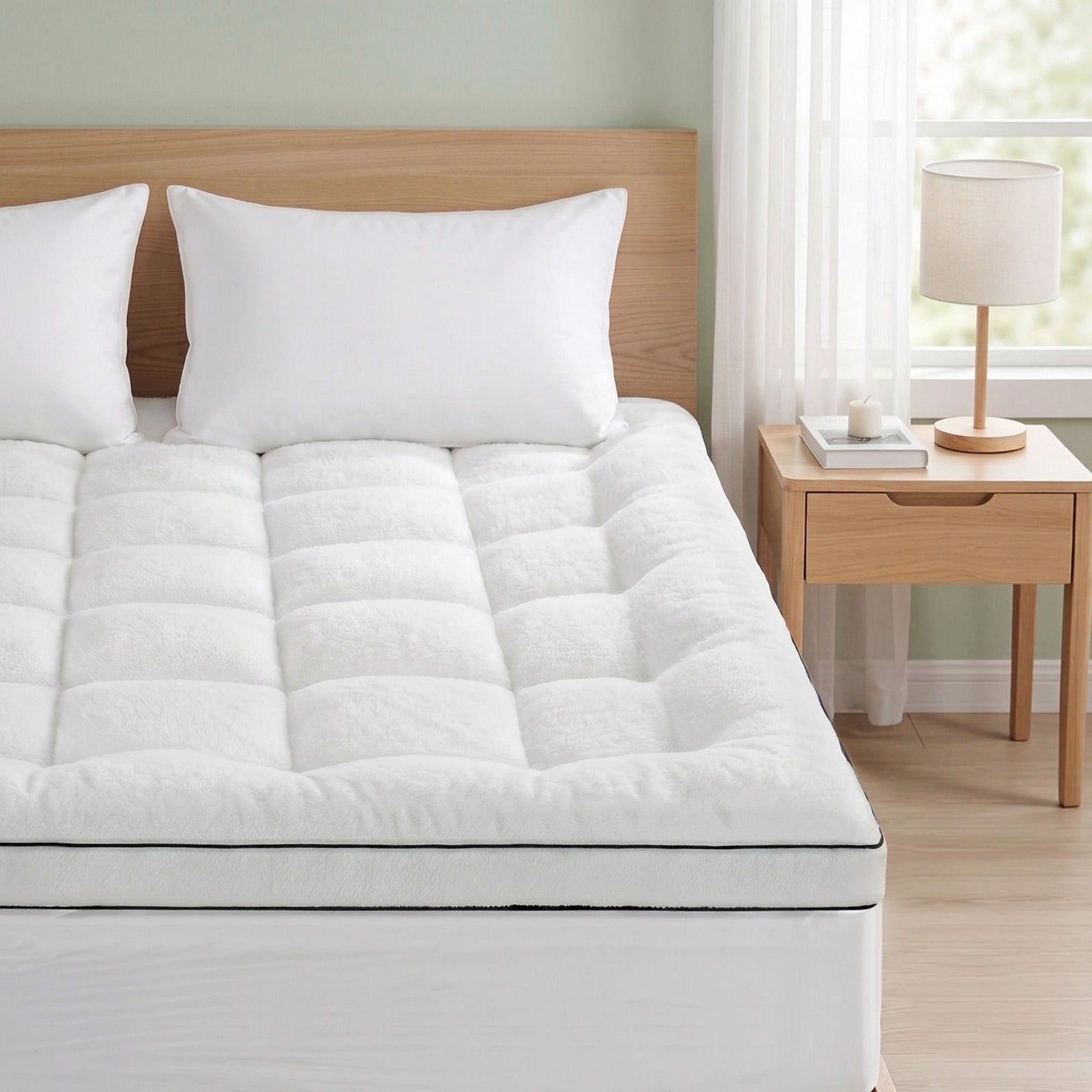 5cm Pillow Top Mattress Topper Coral Fleece Winter Warm Double Bed