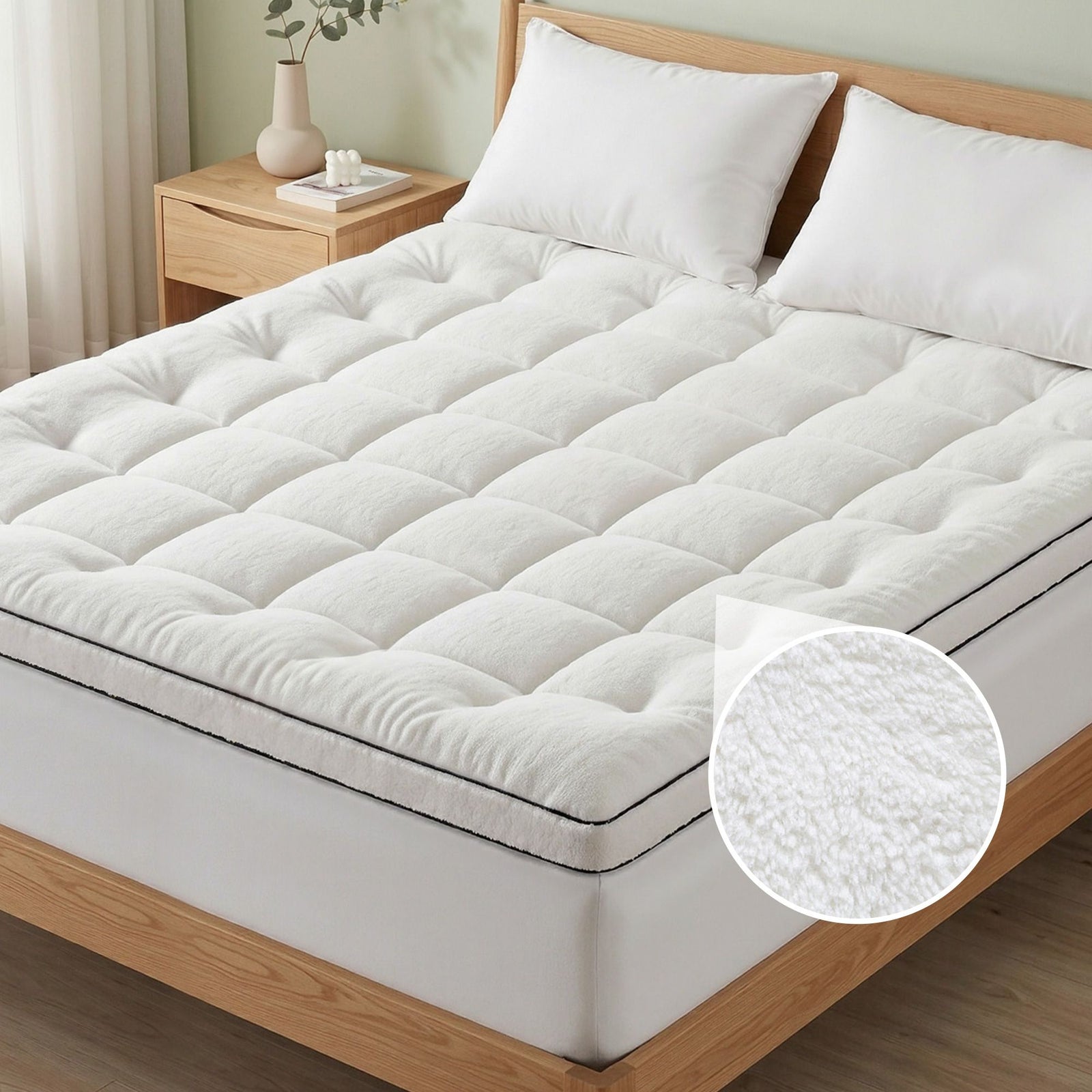 5cm Pillow Top Mattress Topper Coral Fleece Winter Warm King Bed