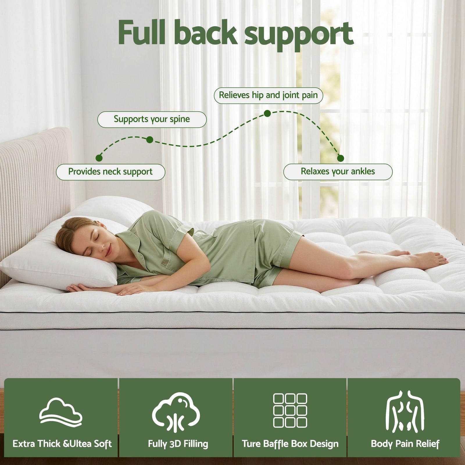 5cm Pillow Top Mattress Topper Coral Fleece Winter Warm King Bed