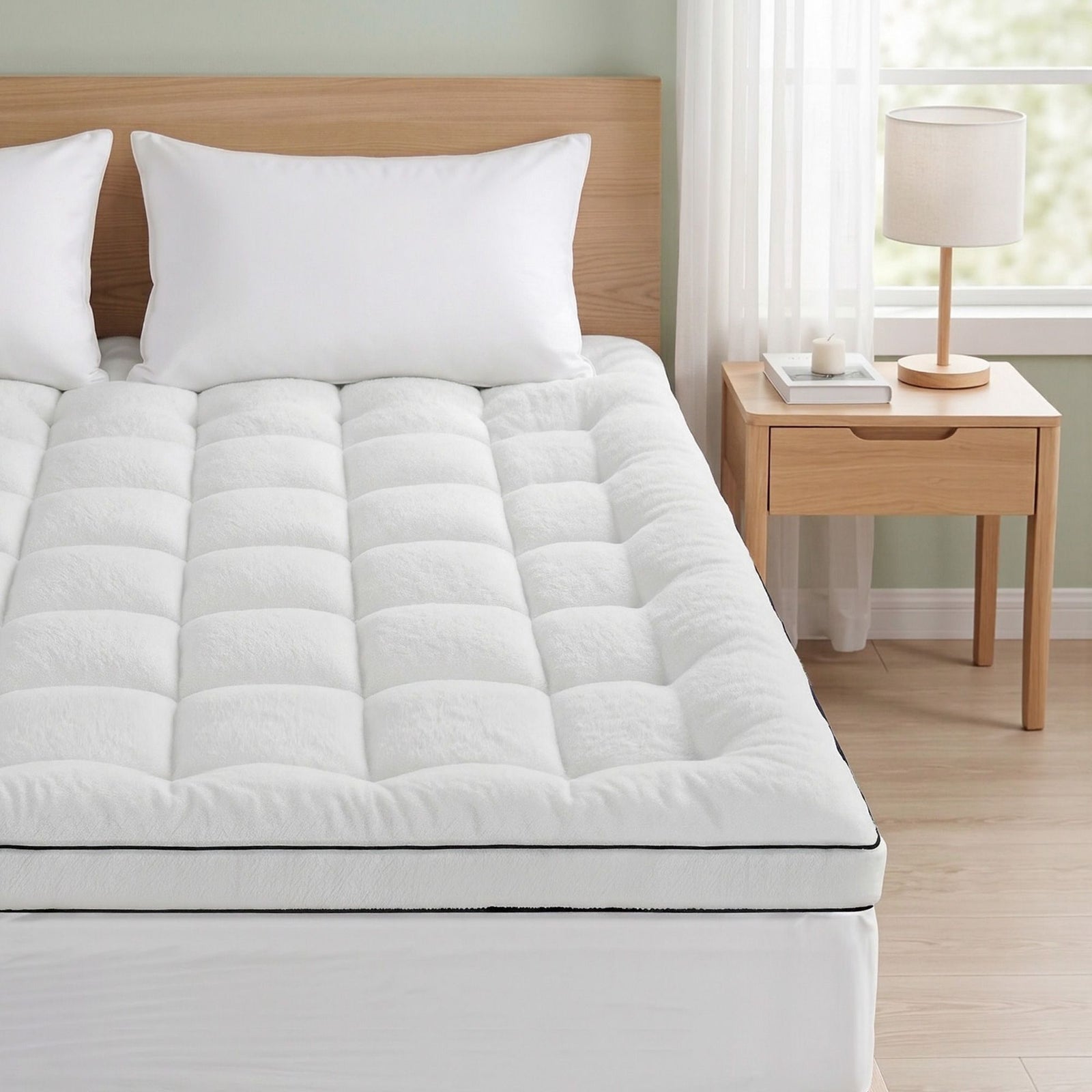 5cm Pillow Top Mattress Topper Coral Fleece Winter Warm King Bed
