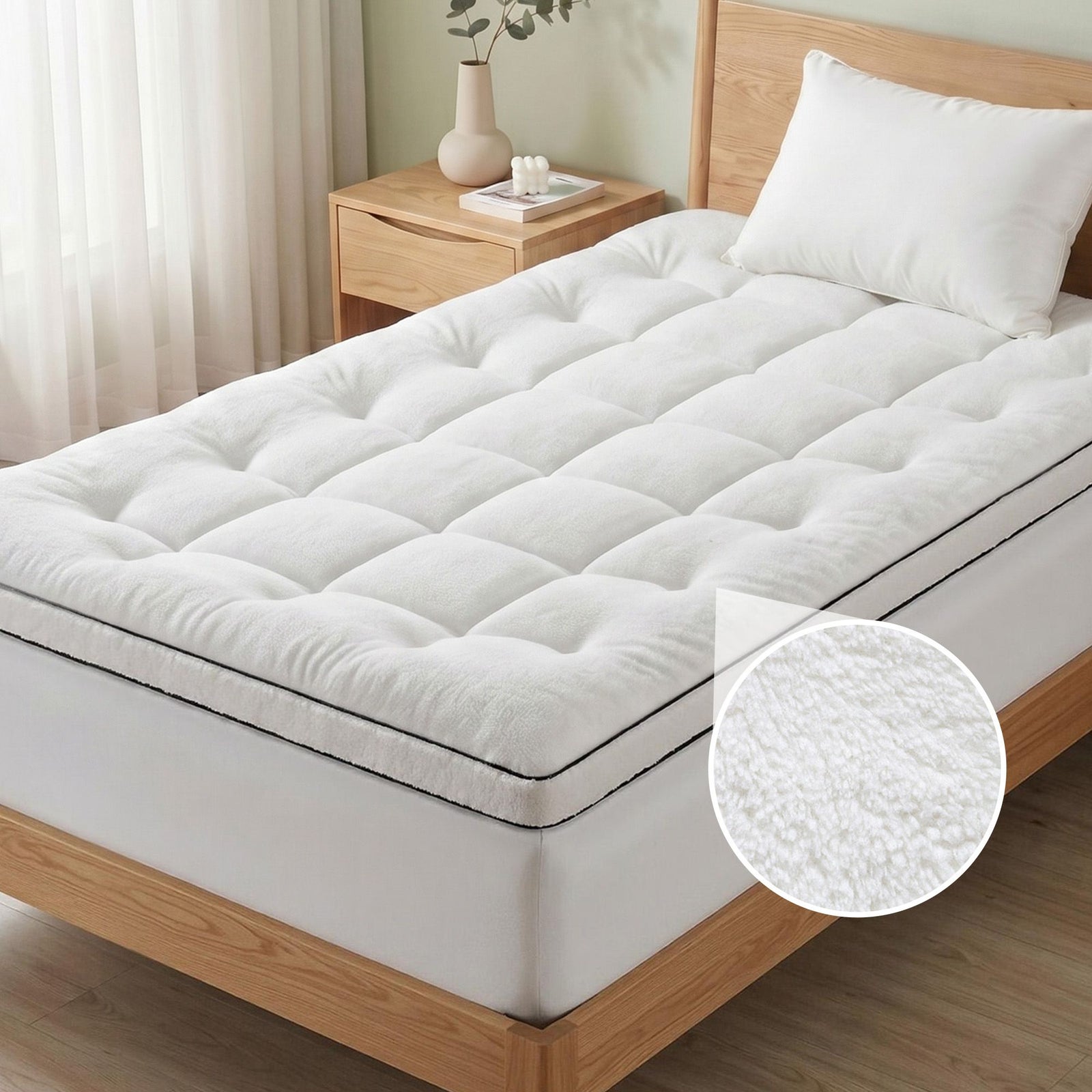 Mattress Topper King Single – 5cm Coral Fleece, 1000GSM Pillowtop
