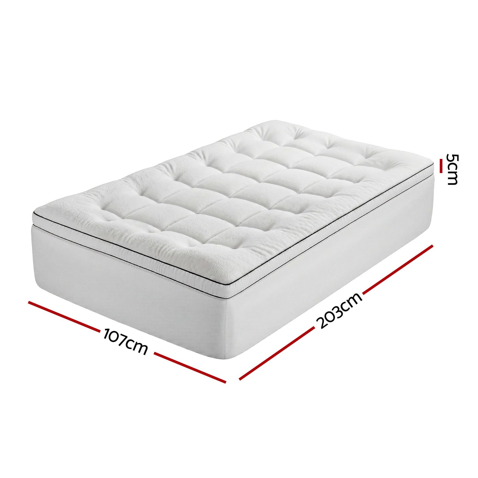 Mattress Topper King Single – 5cm Coral Fleece, 1000GSM Pillowtop