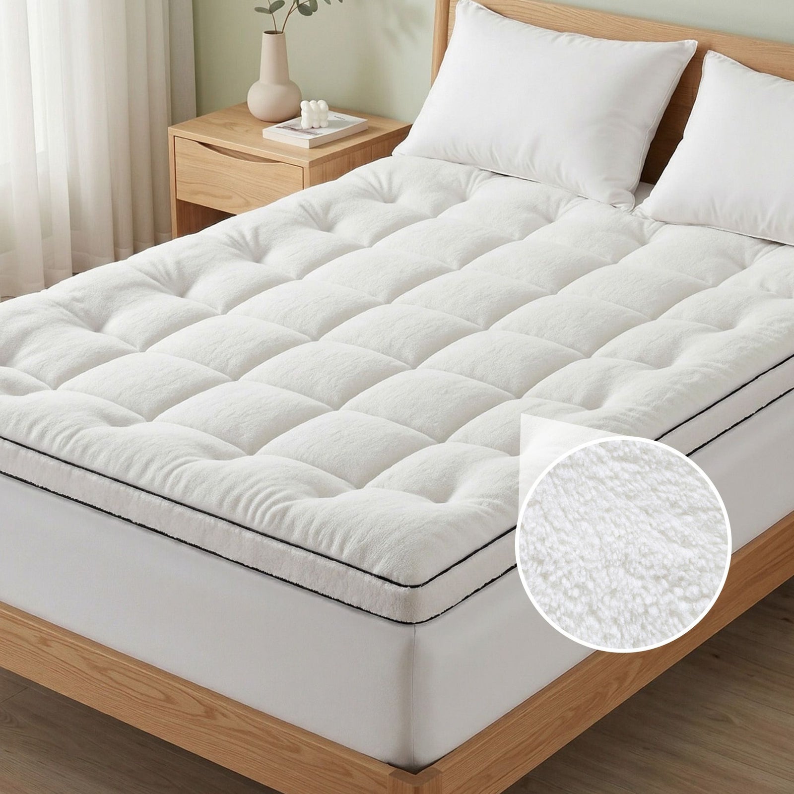 Mattress Topper Queen – 5cm Coral Fleece, 1000GSM Pillowtop