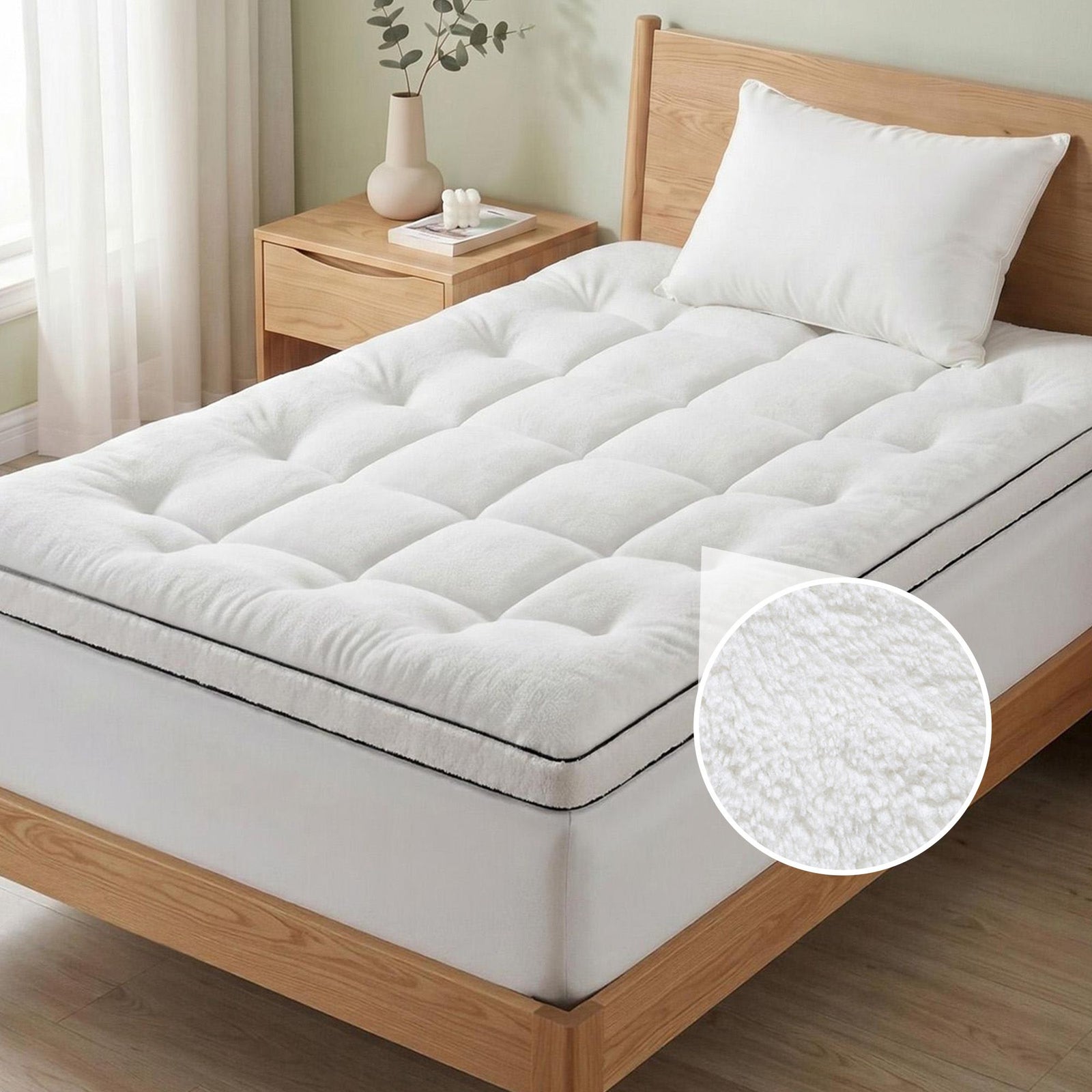 Mattress Topper Single – 5cm Coral Fleece, 1000GSM Pillowtop
