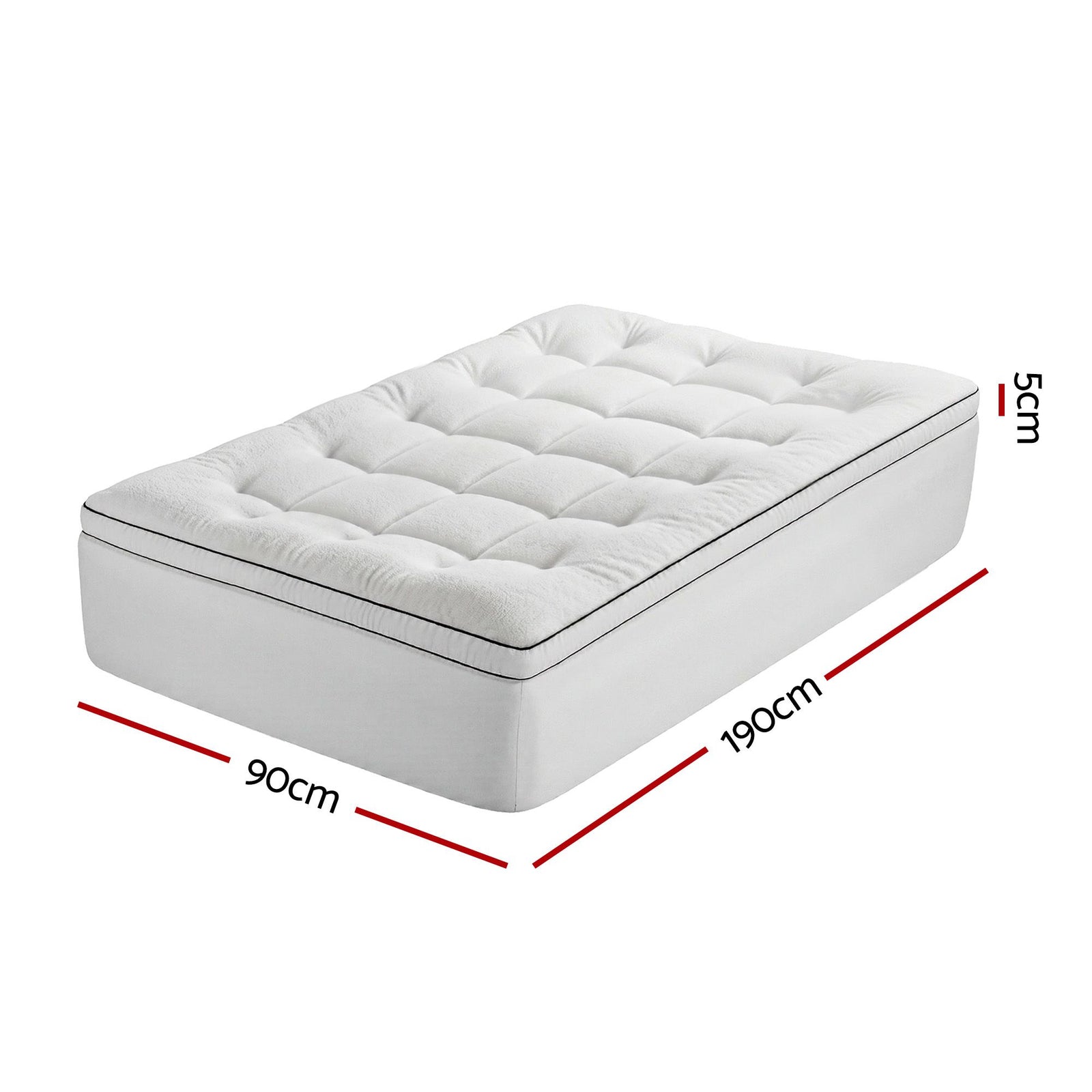 Mattress Topper Single – 5cm Coral Fleece, 1000GSM Pillowtop
