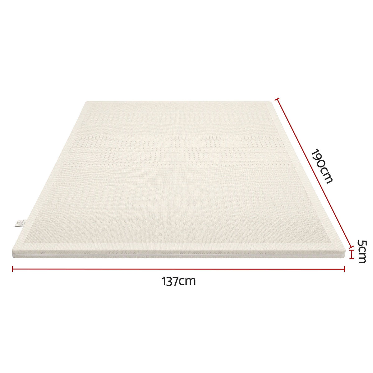 Giselle Bedding Double Latex Mattress Topper 5cm 7 Zone 100% Natural Latex White