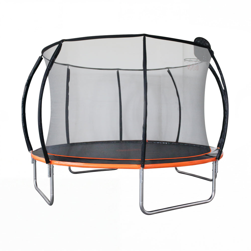 Mazam 14FT Kids Enclosed Trampoline & Basketball Set Ladder Round