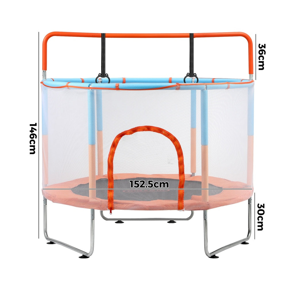 60 Inch Kids Trampoline Enclosure Safety Net Horizontal Bar