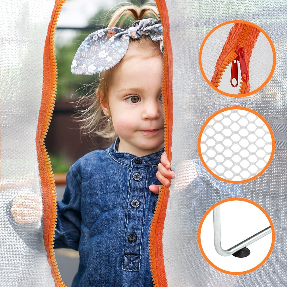 60 Inch Kids Trampoline Enclosure Safety Net Horizontal Bar