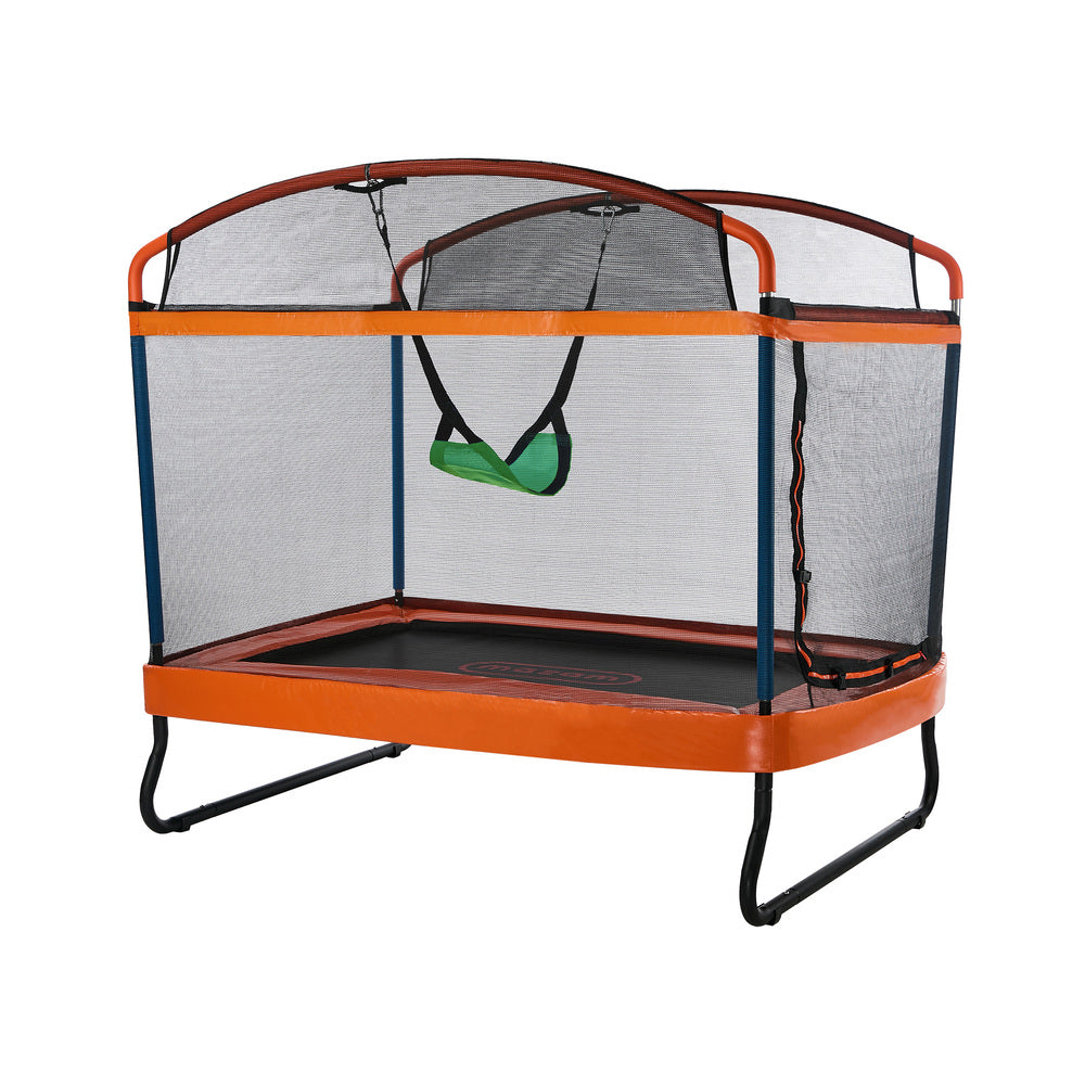 6FT Kids Trampoline with Swing Bar Rectangule Safety Enclosure