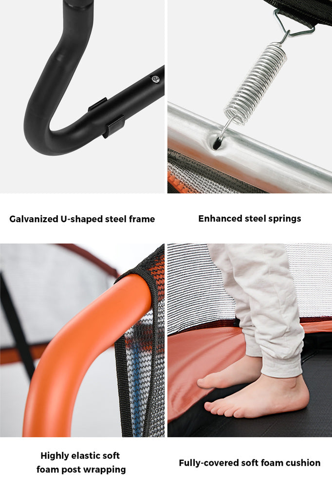 6FT Kids Trampoline with Swing Bar Rectangule Safety Enclosure