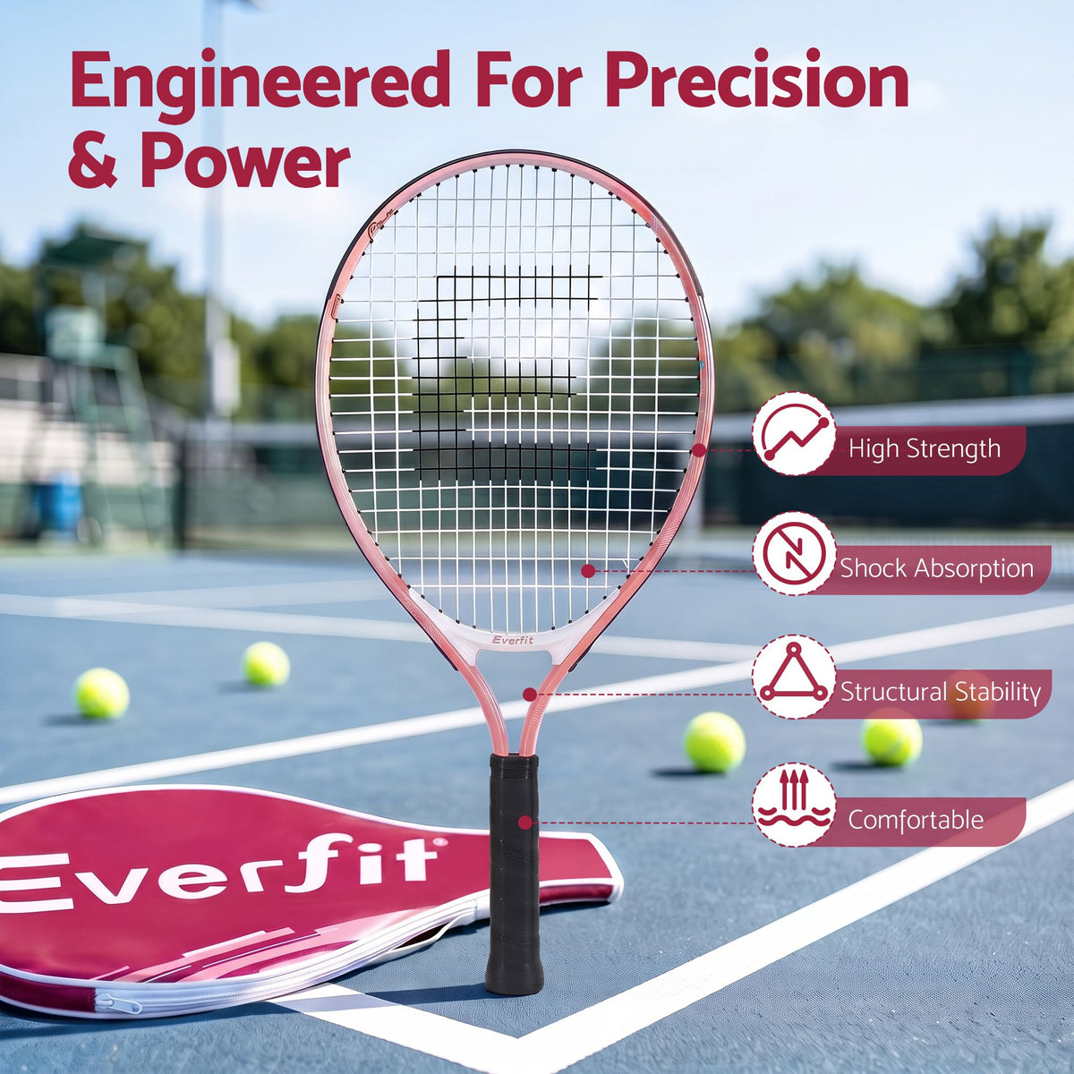 Title  23 Inch Tennis Racket Lightweight 200g for Adult and Junior Players Pink