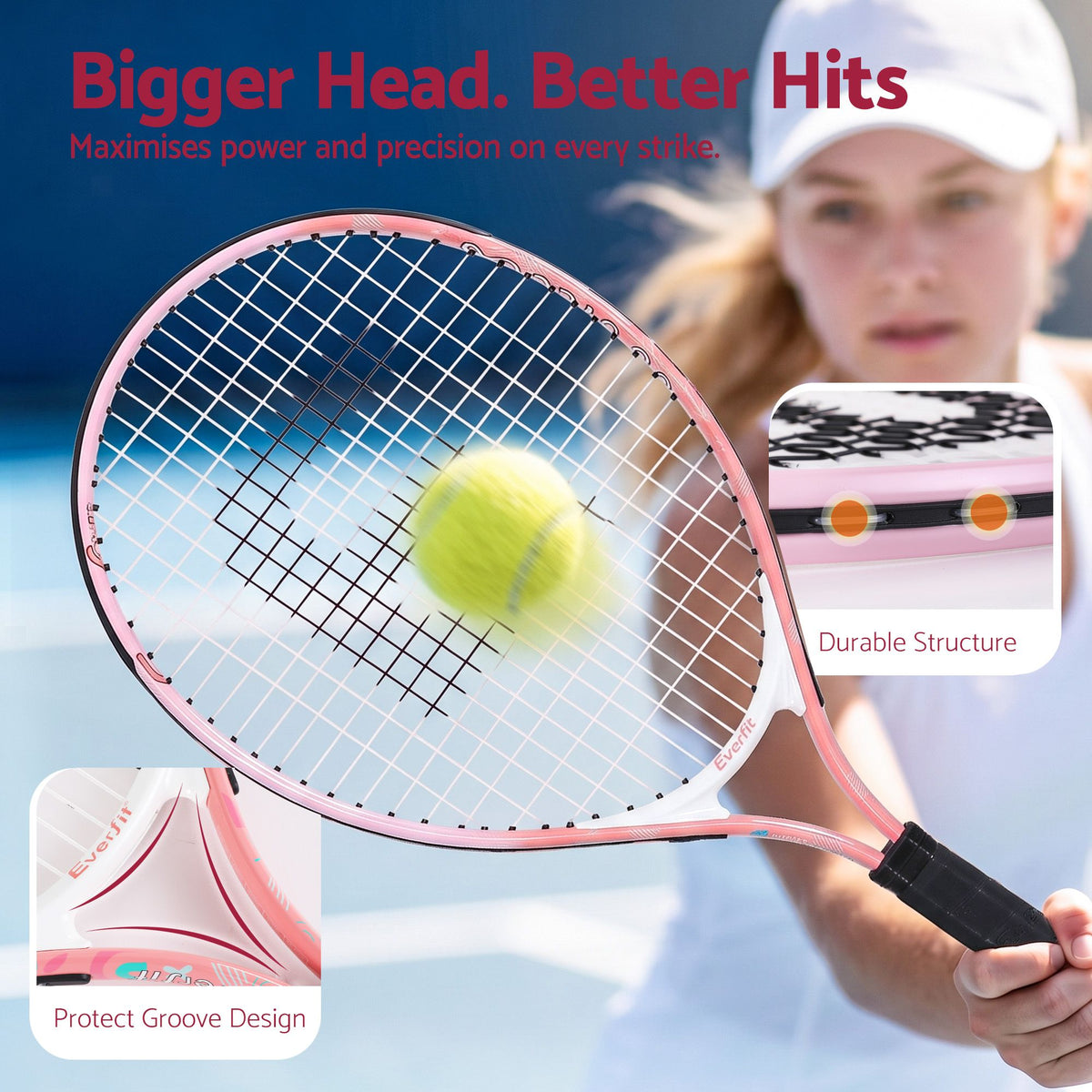 Title  23 Inch Tennis Racket Lightweight 200g for Adult and Junior Players Pink