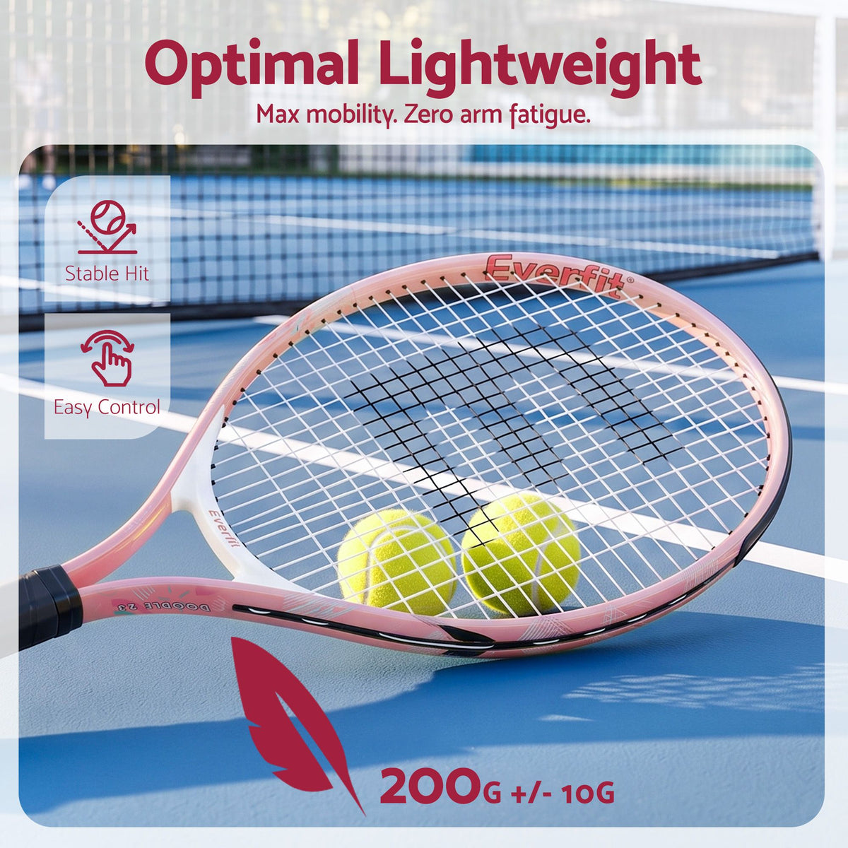 Title  23 Inch Tennis Racket Lightweight 200g for Adult and Junior Players Pink