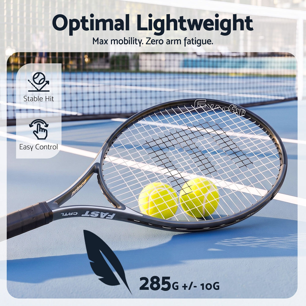 27 Inch Tennis Racket Lightweight Racquet for Beginner Adult Players Black