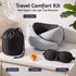 Wanderlite Hooded Travel Neck Pillow for Airplane Memory Foam with Eye Mask Earplugs, Light Grey